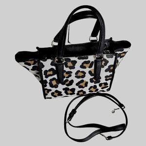 Coach MINI CROSBY CARRYALL IN OCELOT PRINT LEATHER, Black, White, Tan, 41-13